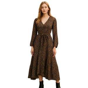 Smashed Lemon US 6 Boho Paisley Hi-Low Midi Dress 70s Style
